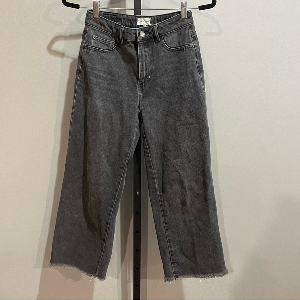 Nafnaf Paris Black Denim Wide Leg Jeans Size 6